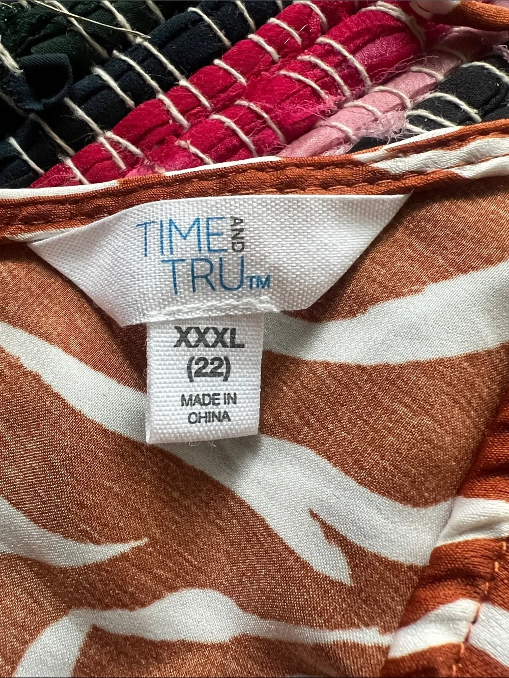 Time and Tru Rust and White Zebra-Print Cami
